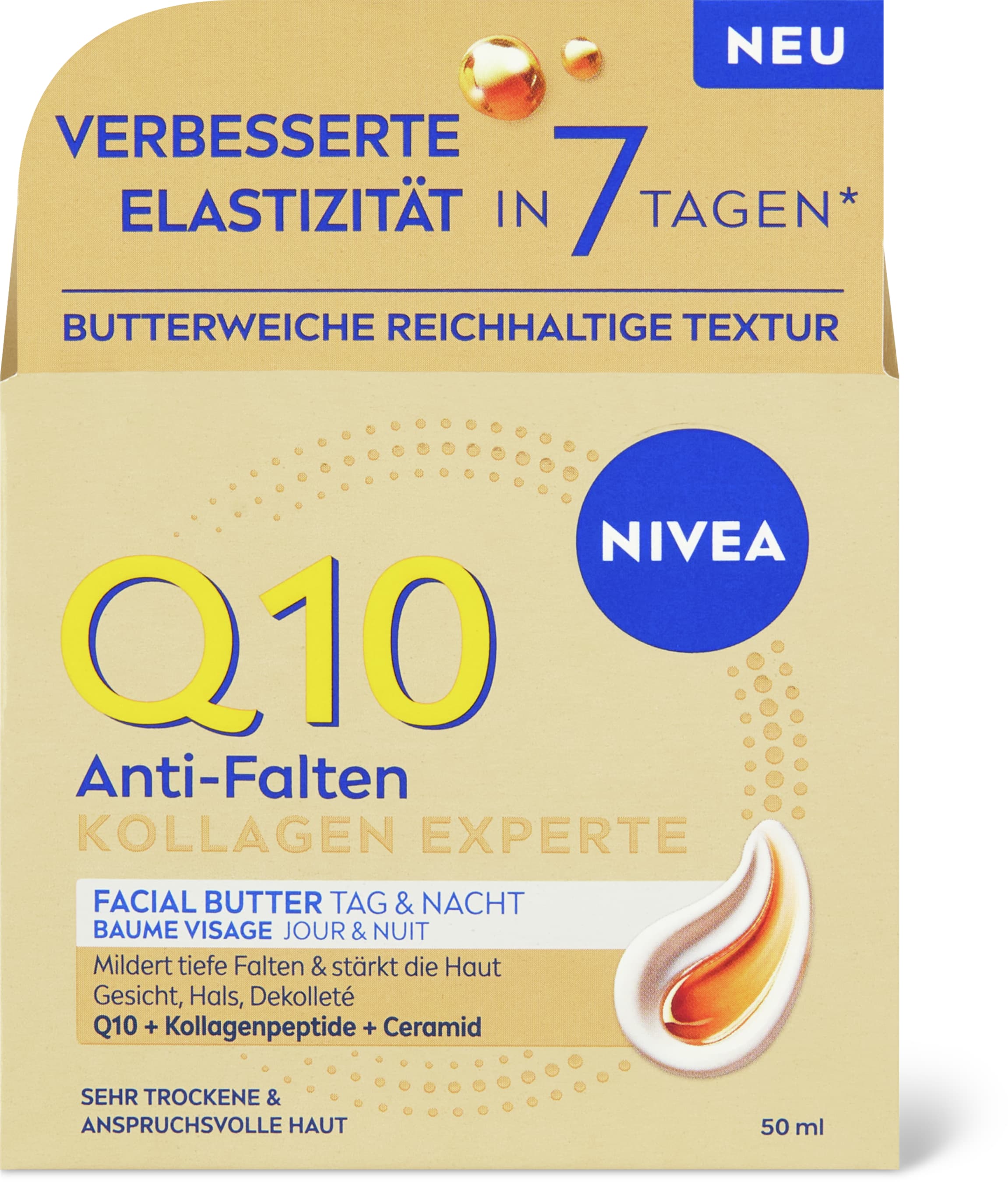 Nivea Q10 Anti-Falten Facial Butter Kollagenpeptide, Ceramide 50ml